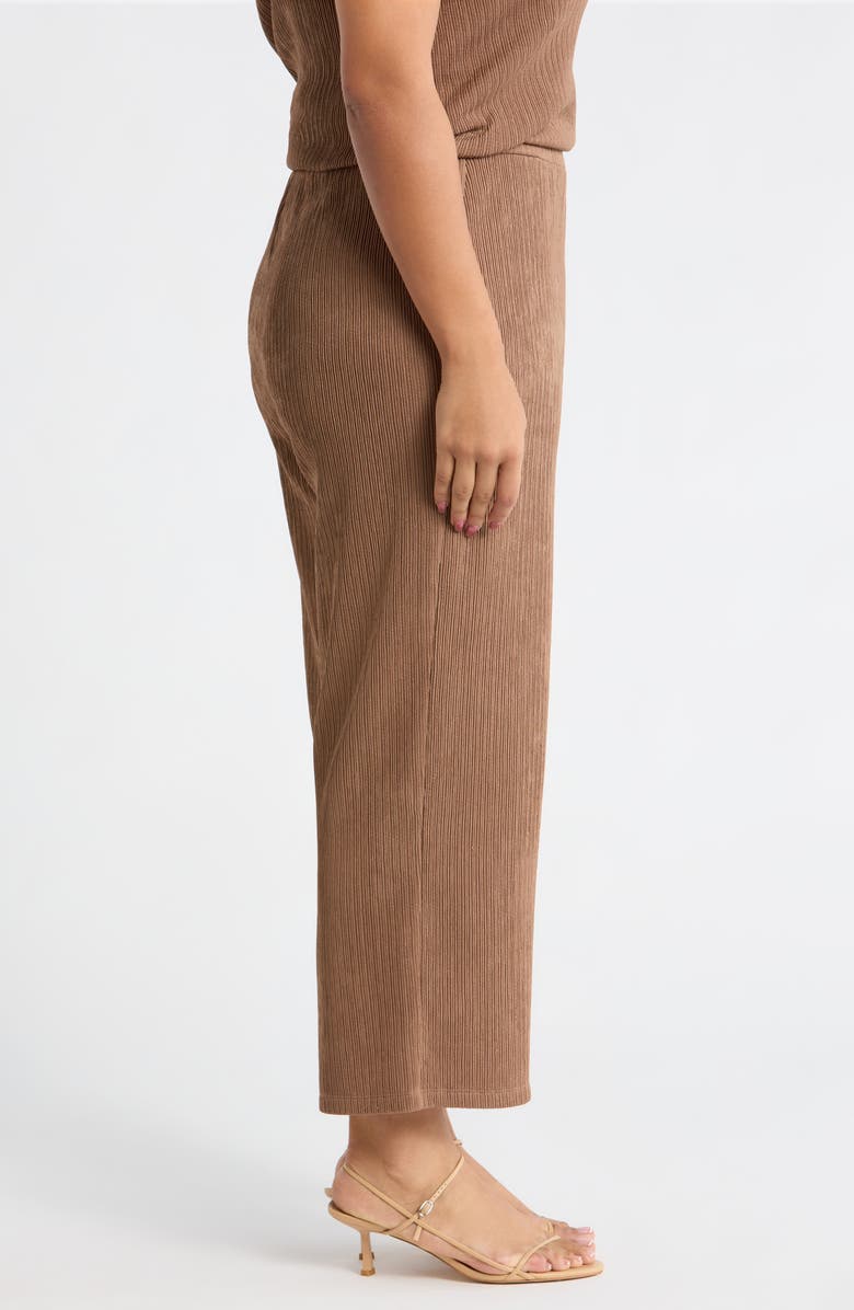 Anne Klein Crinkle Pull-On Ankle Wide Leg Pants, Alternate, color, Mushroom