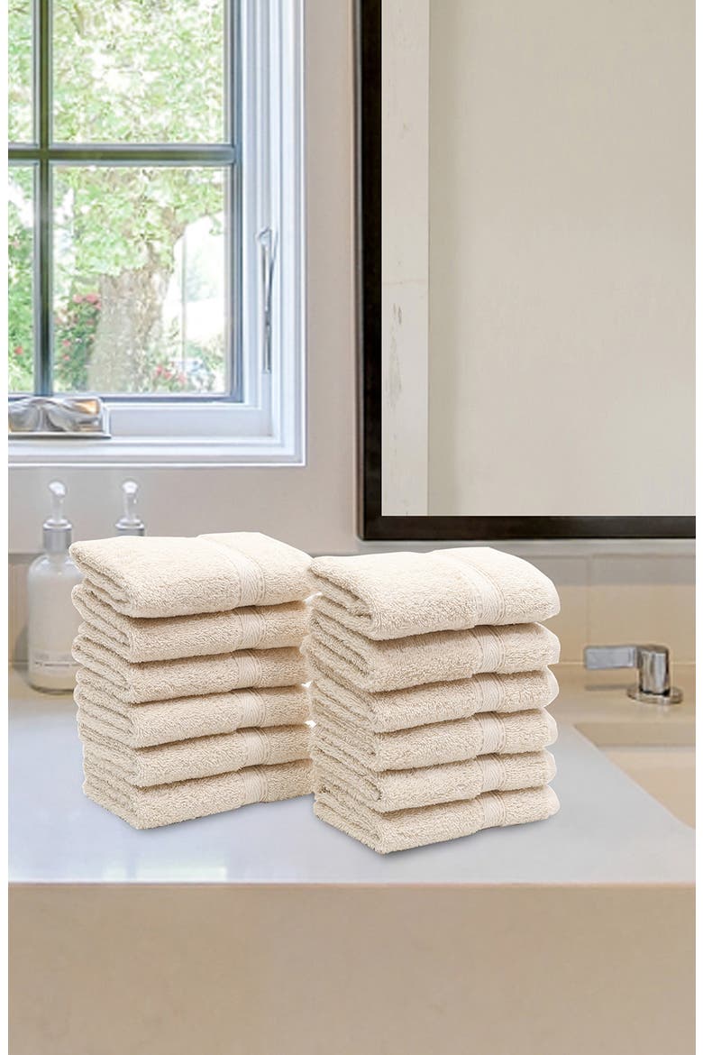 100% Turkish Cotton Sinemis Terry Washcloths - Set of 12, Alternate, color, BEIGE