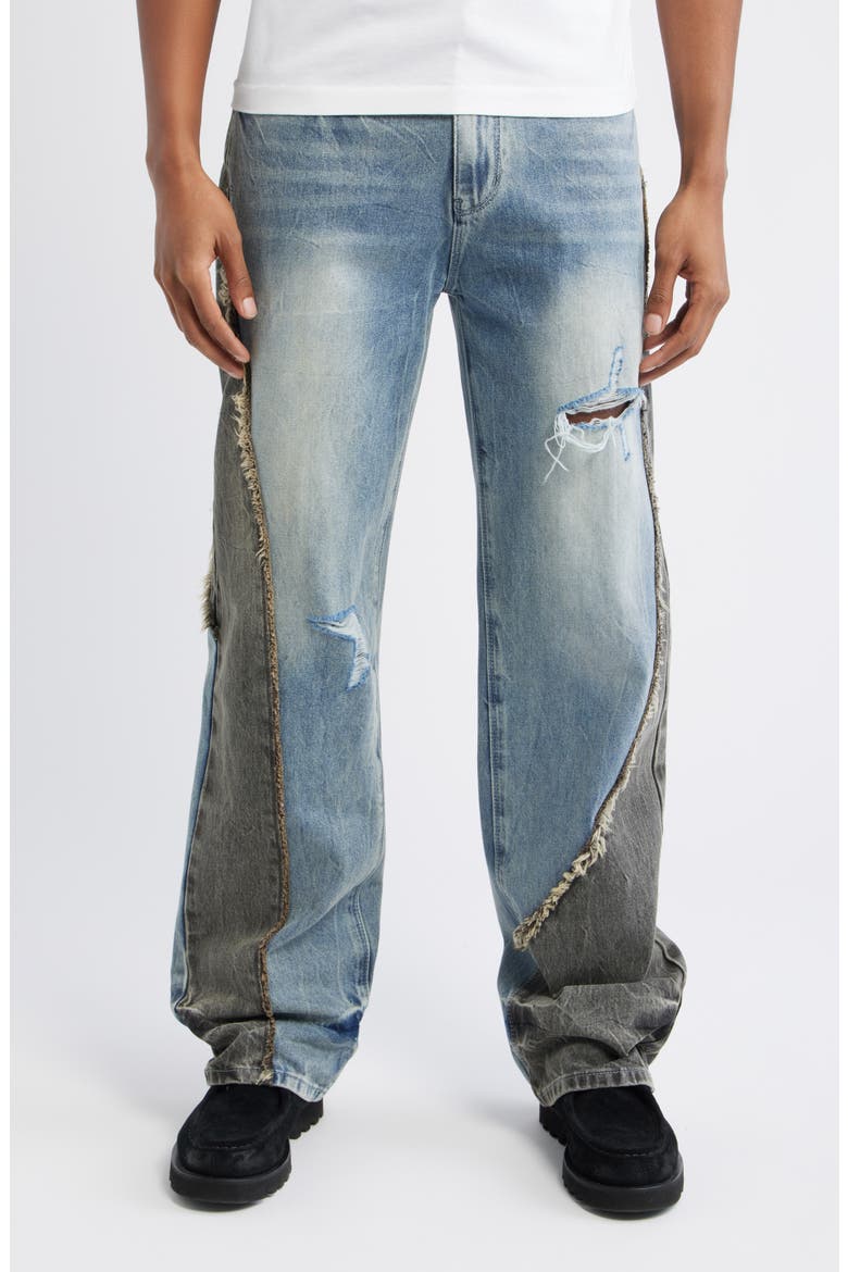 Tucker Slim Fit Distressed Jeans, Main, color, ASH BLUE SPLIT