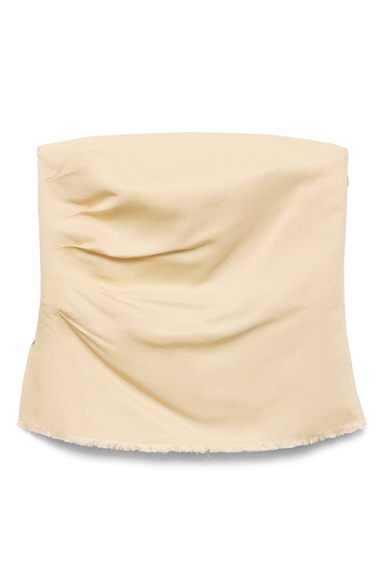 MANGO Fiona Pleated Strapless Top, Main, color, Yellow