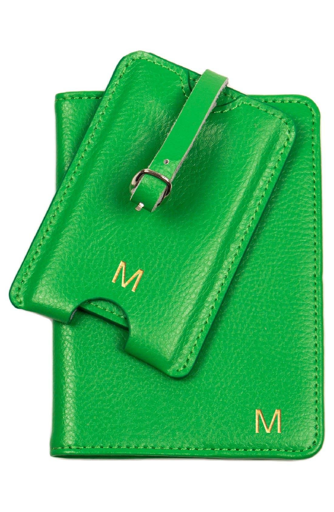 Cathy's Concepts Monogram Passport Case & Luggage Tag, Alternate, color, 
