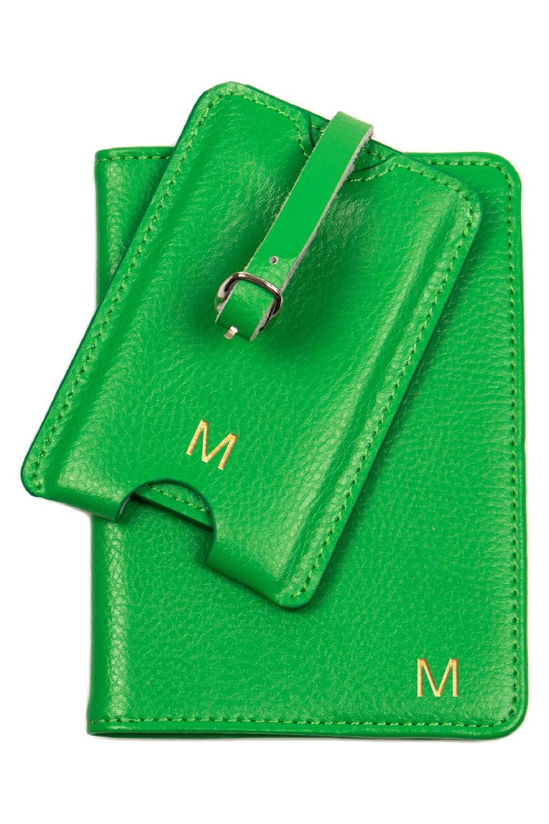 Monogram Passport Case & Luggage Tag, Alternate, color, BROWN - A