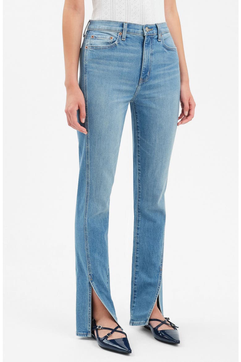 Downtown High Waist Split Hem Straight Leg Jeans, Alternate, color, CHATTY