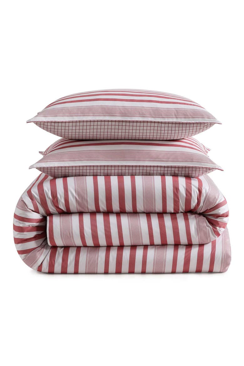 Mandalay Beach Stripe Comforter & Shams Set, Main, color, IVORY/ WHITE/ RED