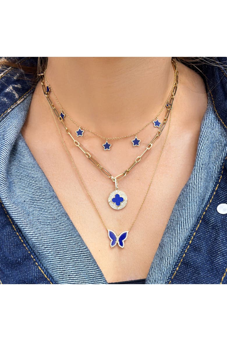 Lapis Diamond Disc Clover Charm, Alternate, color, Lapis