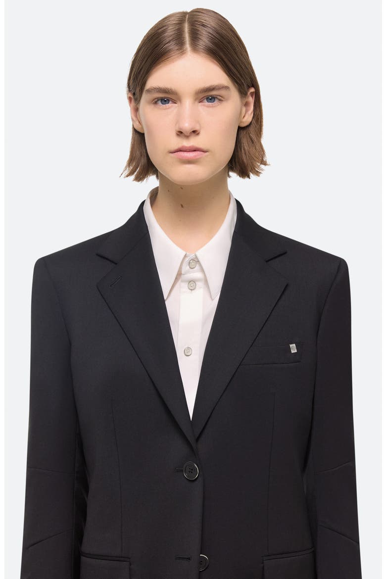 Curve Single Breasted Virgin Wool Blazer, Alternate, color, BLACK - 001