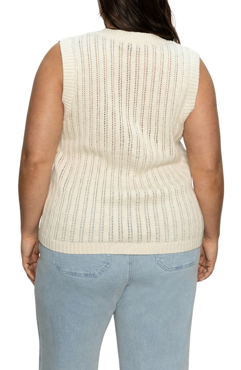 Sanctuary Pointelle Stitch Cotton Button-Up Sweater Vest, Alternate, color, Eco Natura