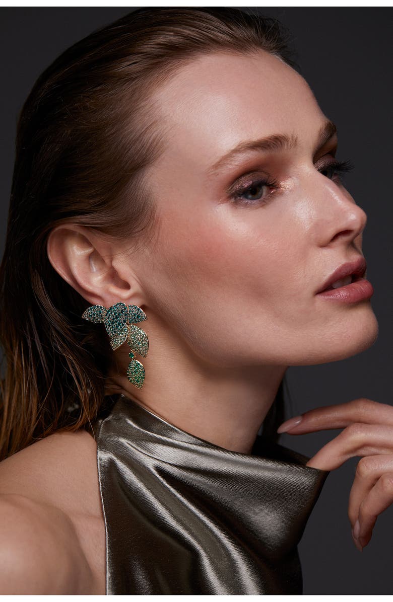 Nadri Starlet Leaf Linear Earrings, Alternate, color, 