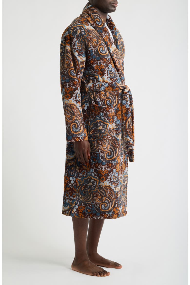 High Note Skull Print Plush Shawl Robe, Alternate, color, FALL