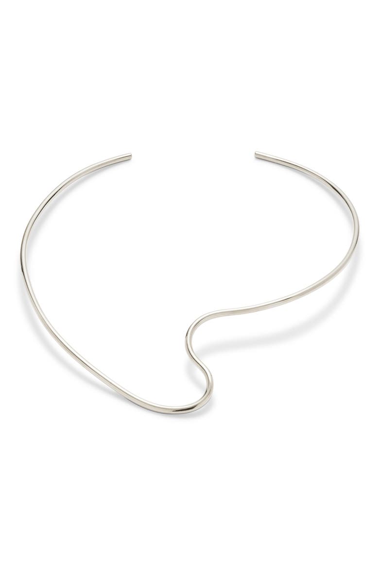 Cursive Collar Necklace, Main, color, SILVER
