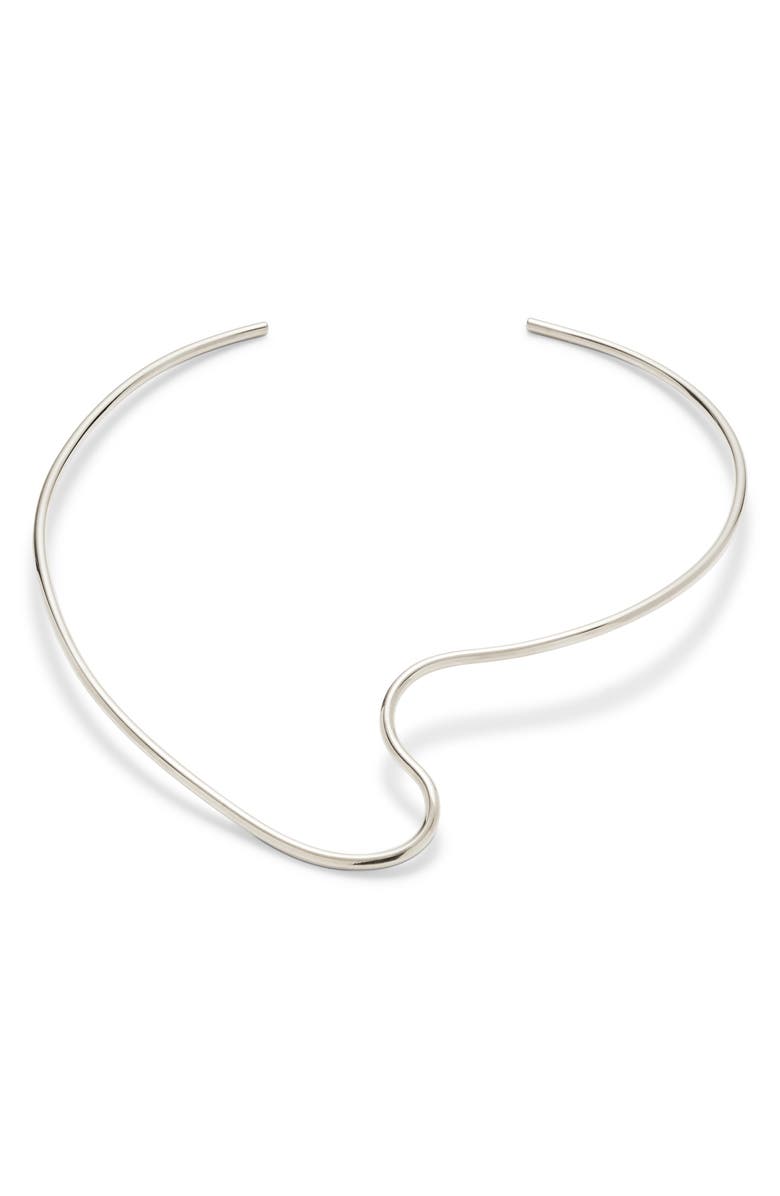Lady Grey Cursive Collar Necklace, Main, color, Silver
