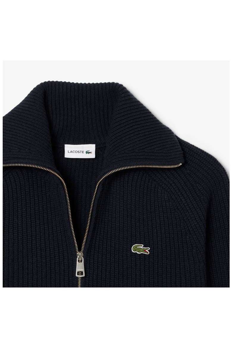 Classic Fit Wool Rib Zip Cardigan, Alternate, color, NAVY BLUE