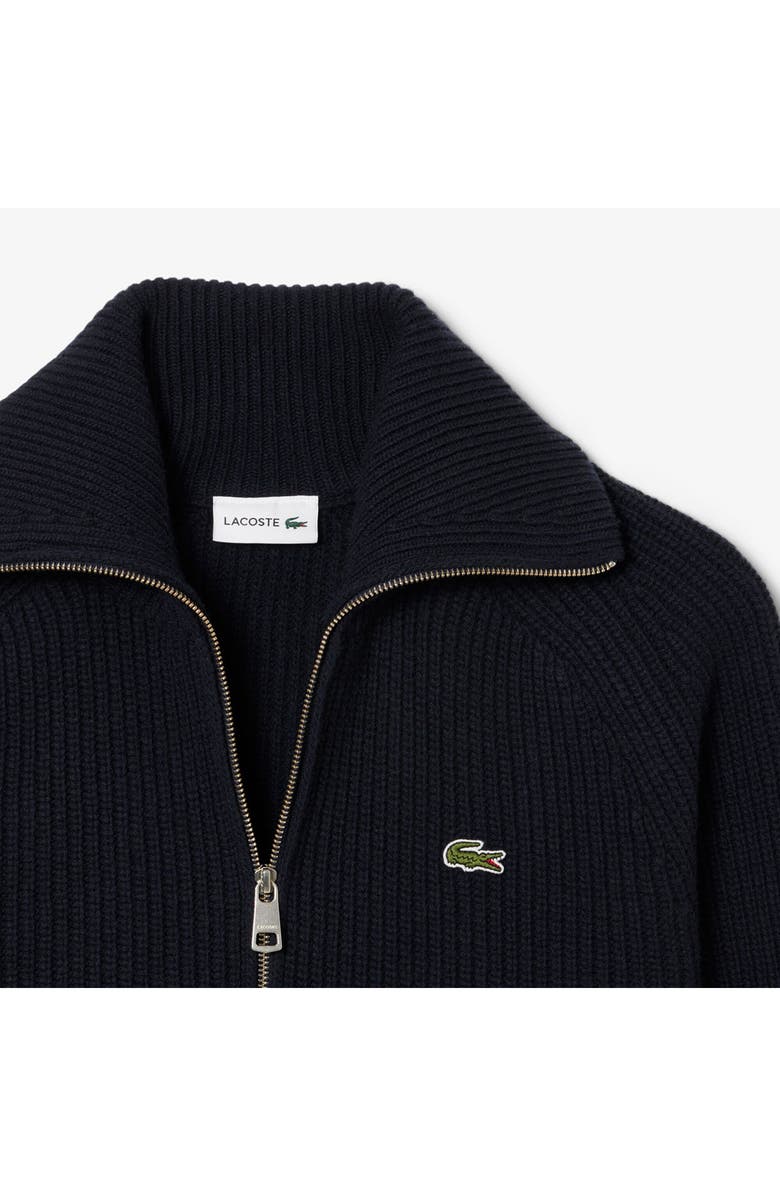 Lacoste Classic Fit Wool Rib Zip Cardigan, Alternate, color, 