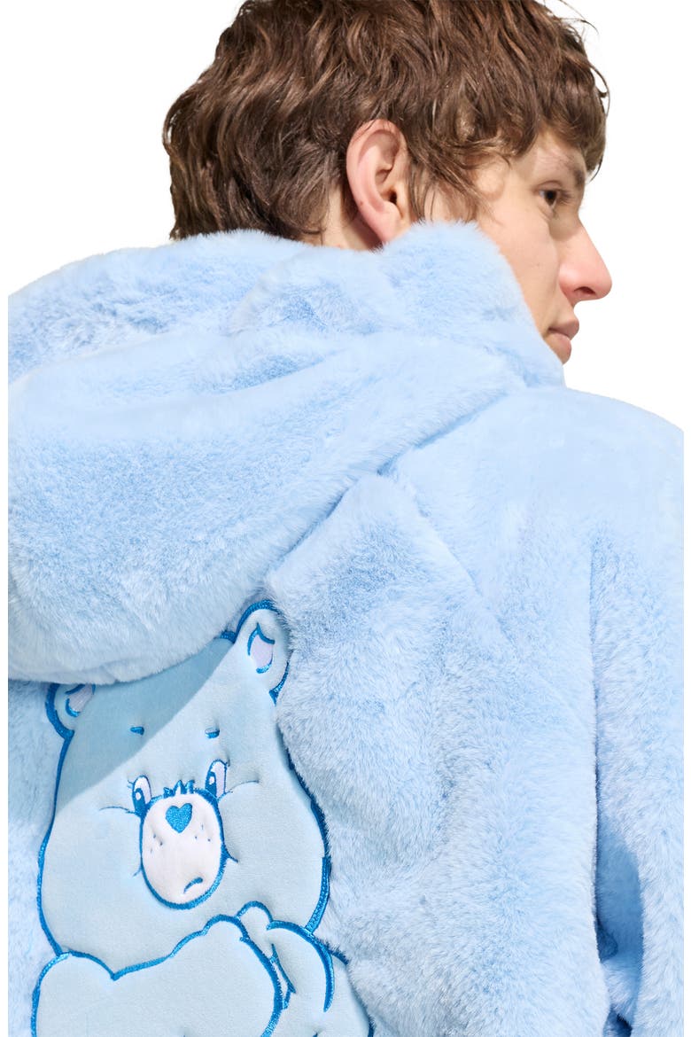 Care Bears Full Zip Faux Fur Hoodie, Alternate, color, CLEAR SKY