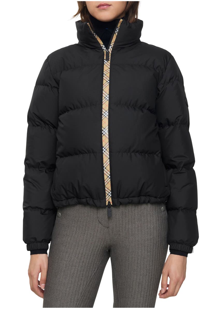 Burberry Checker-tape Ambleside Puffer Jacket, Main, color, Black