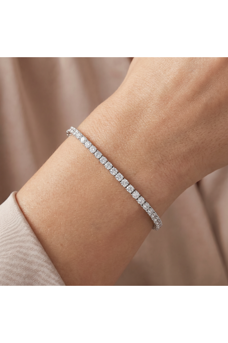 2Ct Diamond Tennis Bracelet 7" Double Lock Clasp Lab Grown 925 Silver, Alternate, color, Silver