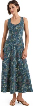 Pact Fit & Flare Open Back Maxi Dress Made With Organic Cotton