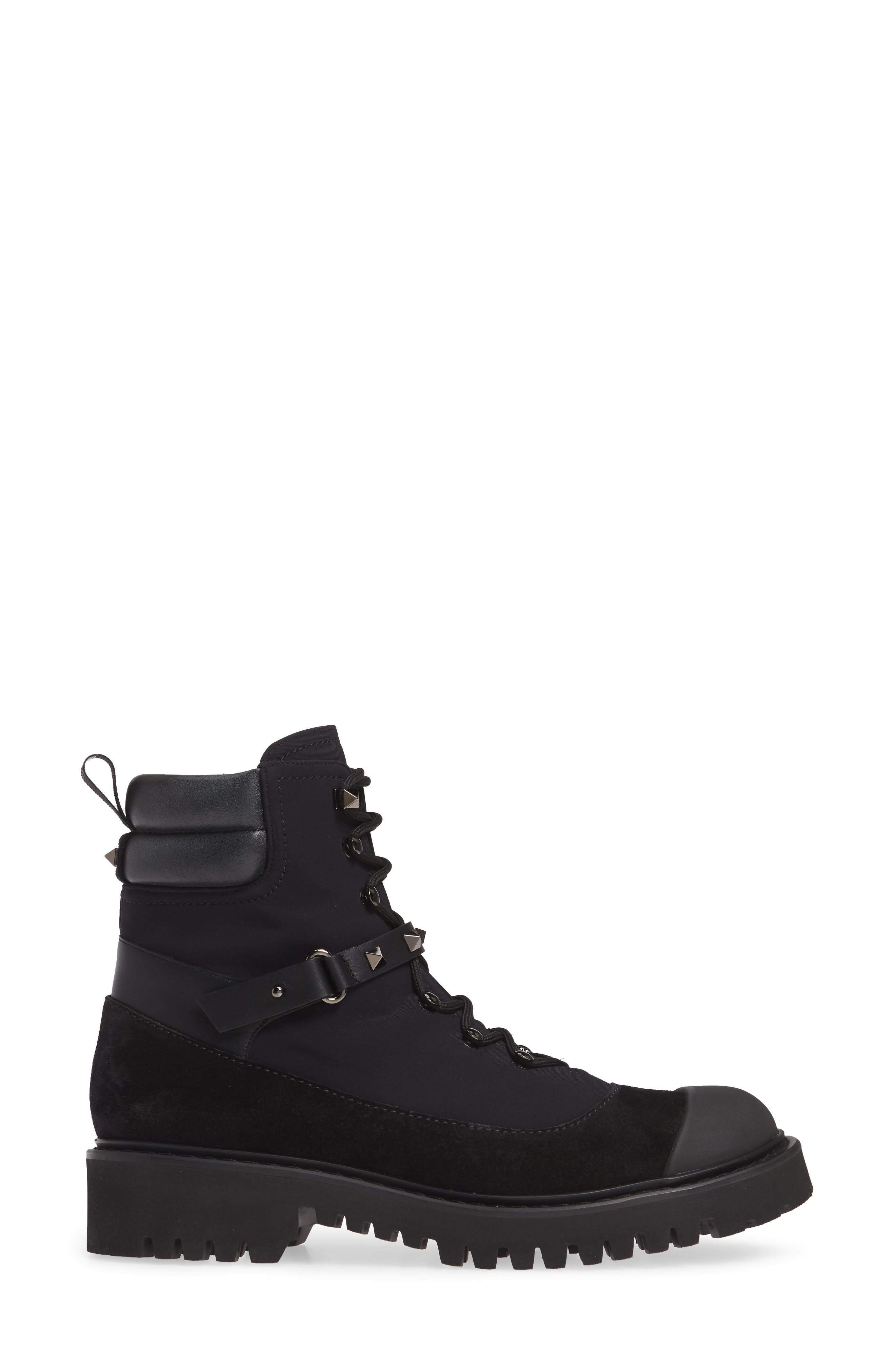 Valentino Garavani Rockstud Cap Toe Combat Boot, Alternate, color, 