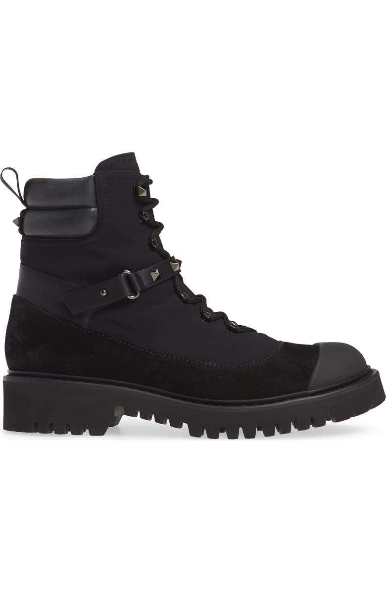Valentino Garavani Rockstud Cap Toe Combat Boot, Alternate, color,