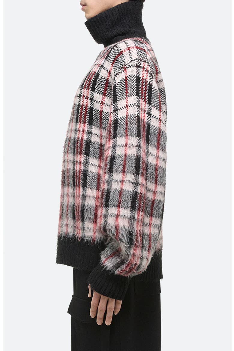 Plaid Brushed Oversize Turtleneck Sweater, Alternate, color, MEDIUM BLACK CHECK