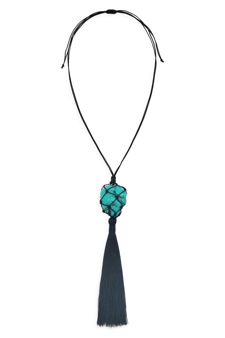 Noor Tassel Pendant Necklace, Main, color, TURQUOISE