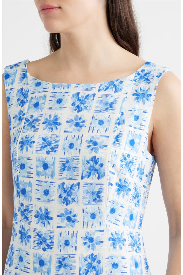 Tile Floral Print Sheath Dress, Alternate, color, BLUE