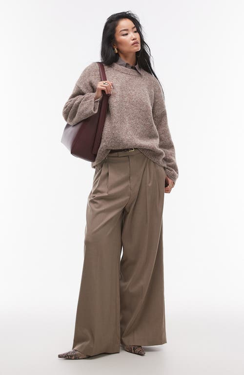 Shop Topshop Oversize Boxy Fluffy Sweater In Coffee