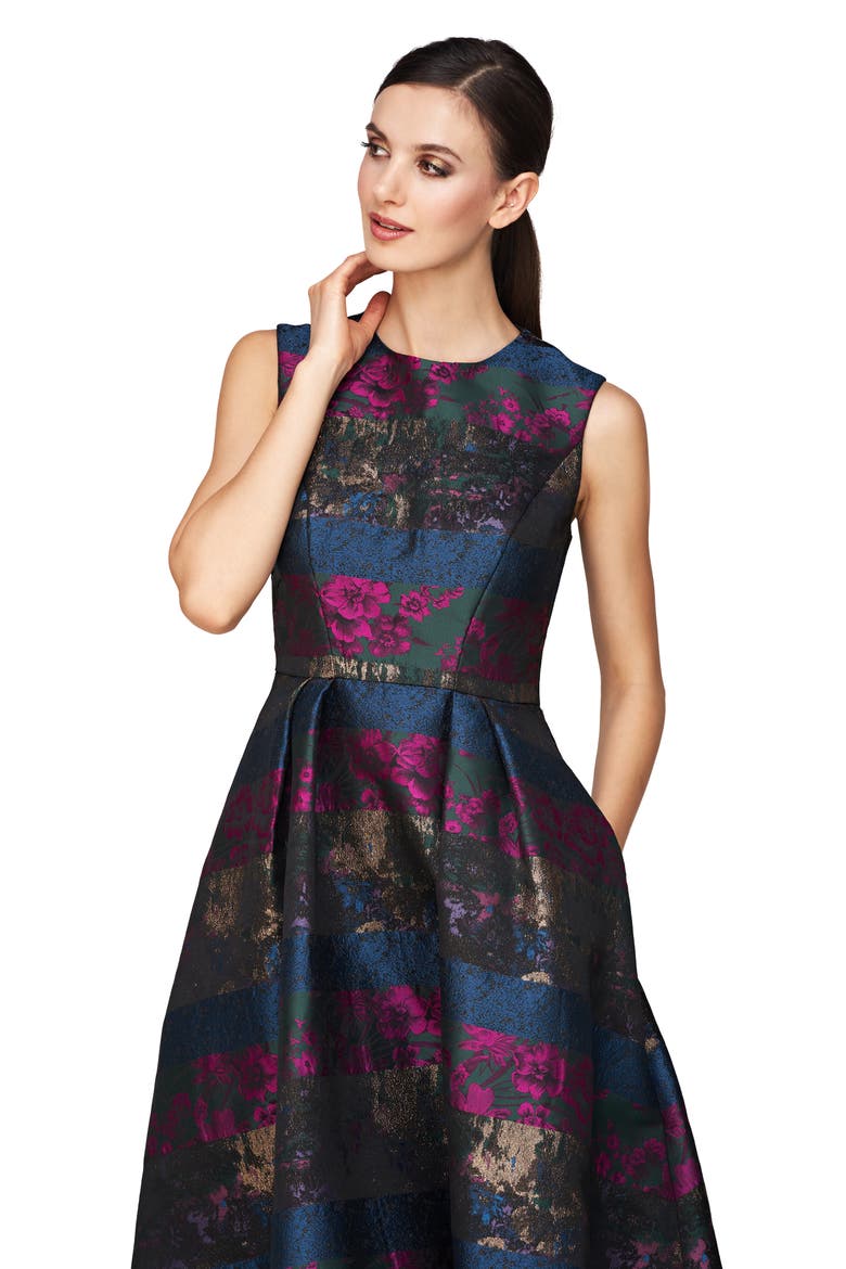 Faye Jacquard Fit & Flare Dress, Alternate, color, RHUBARB MULTI