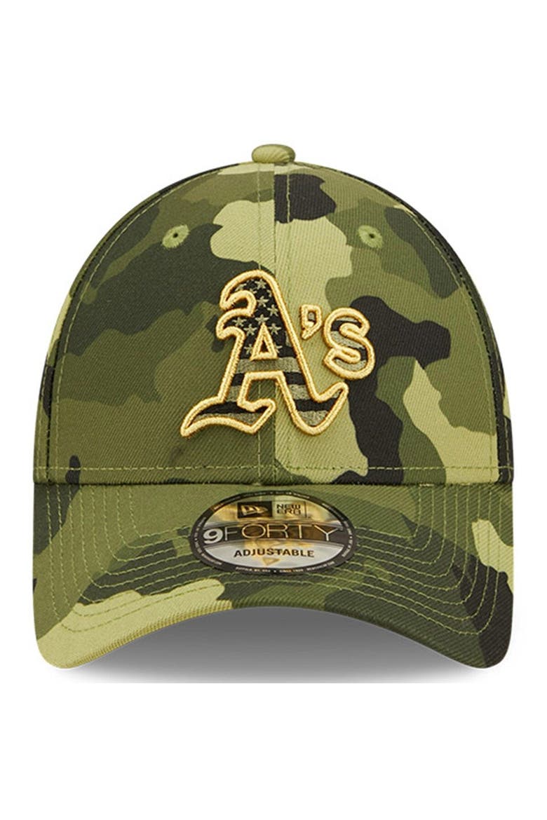 Men's New Era Camo Oakland Athletics 2022 Armed Forces Day 9FORTY Snapback Adjustable Hat, Alternate, color, Camo