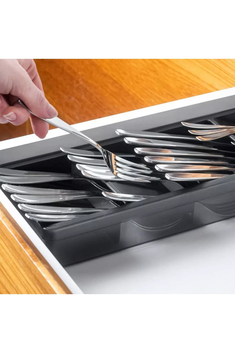 Compact Modular In-Drawer Cutlery Organizer Tray, Alternate, color, Black