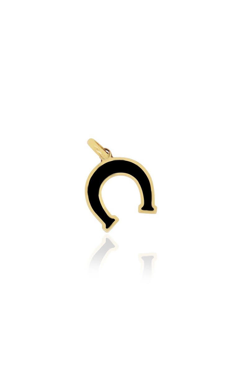 The Lovery Fine Jewelry Onyx Horseshoe Charm, Main, color, Onyx