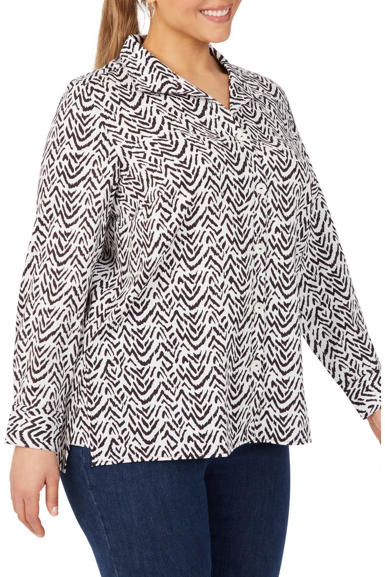Rhett Animal Herringbone Button-Up Tunic Shirt, Alternate, color, DARK CHOCOLATE