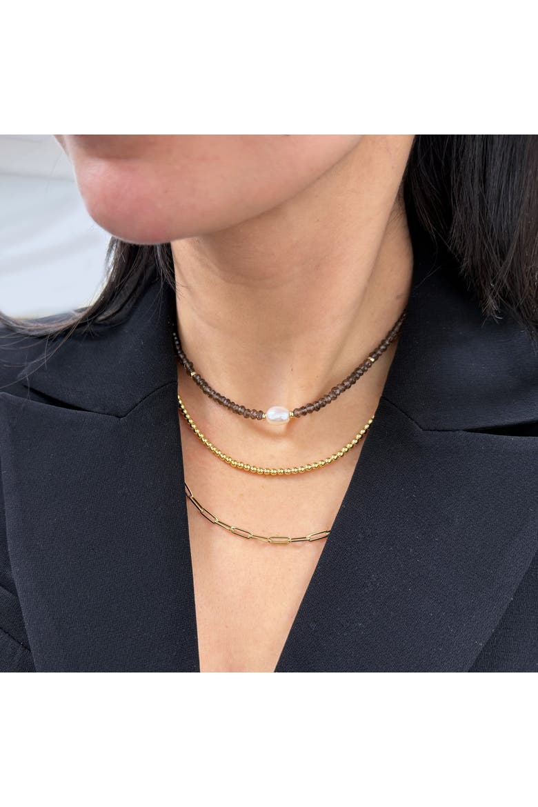 Smoky Quartz Bead Pearl Necklace, Alternate, color, Smoky Quartz