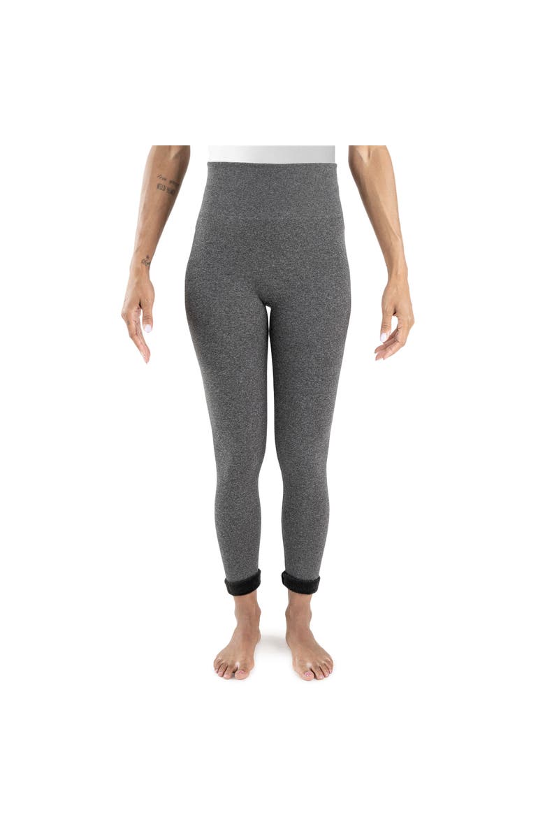 MUK LUKS High Waisted Fur Lined Leggings, Main, color, Charcoal Heather