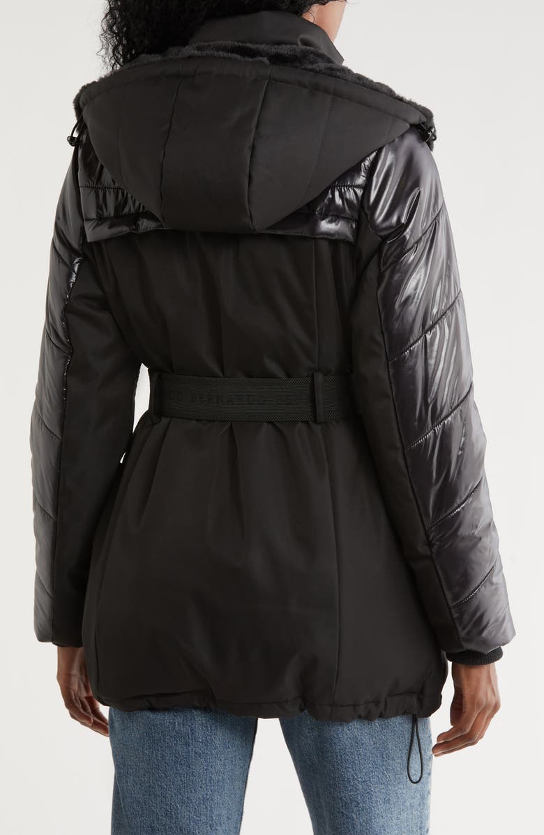 Bernardo Faux Fur Lined Hooded Puffer Jacket, Alternate, color, Black