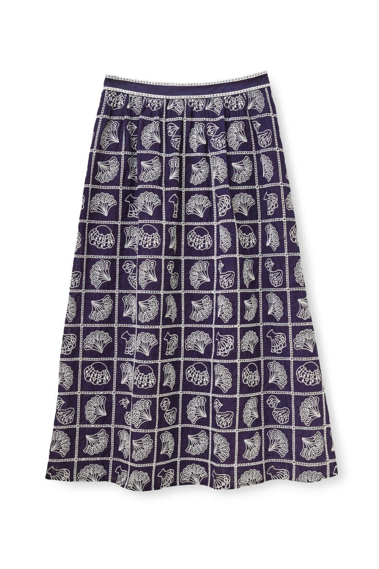 Celine Eyelet Midi Skirt, Alternate, color, Midnight Blue