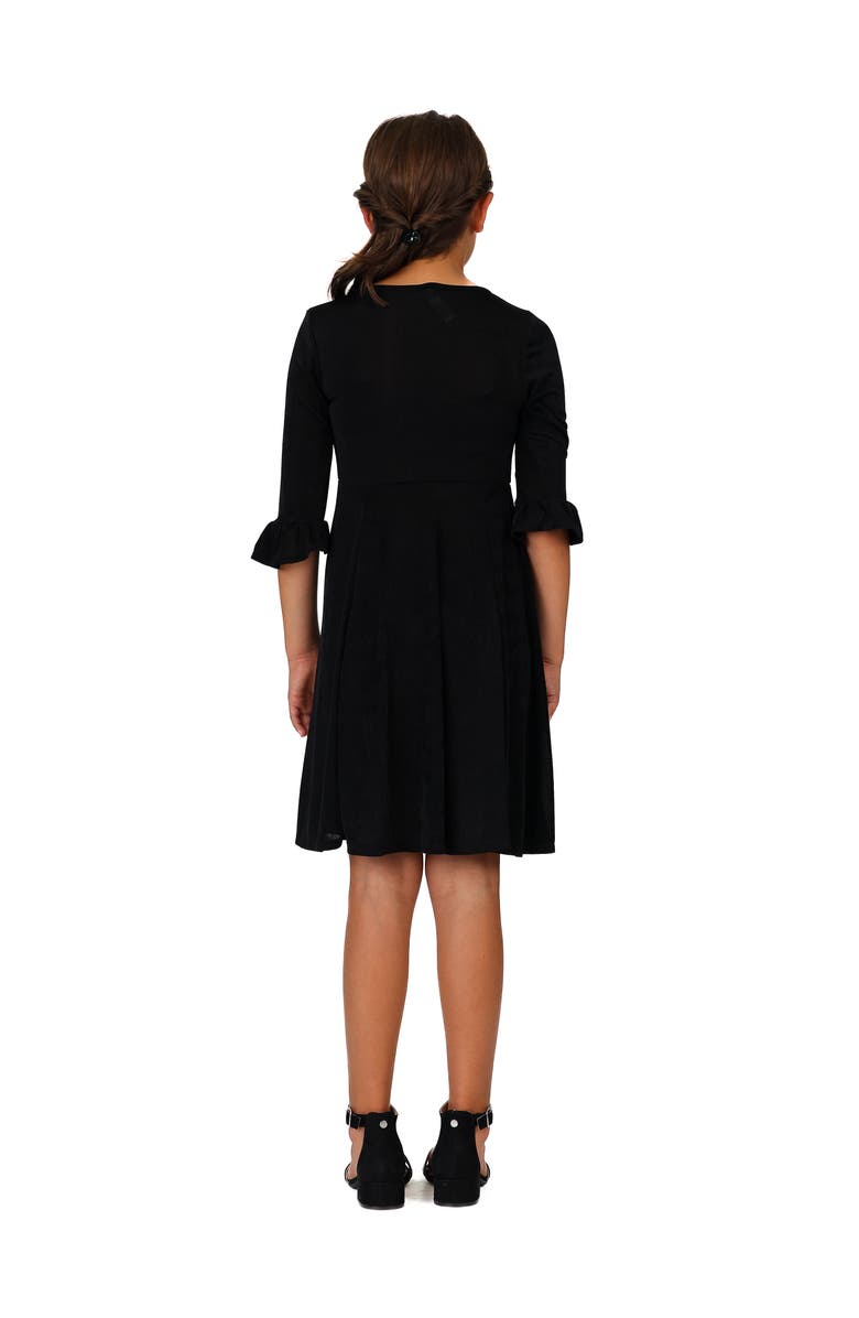 24sevenKid Elbow Length Sleeve Fit and Flare Party Dress, Alternate, color, Black