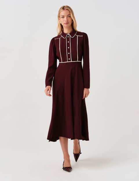 Alberta Contrast Piping Midi Dress