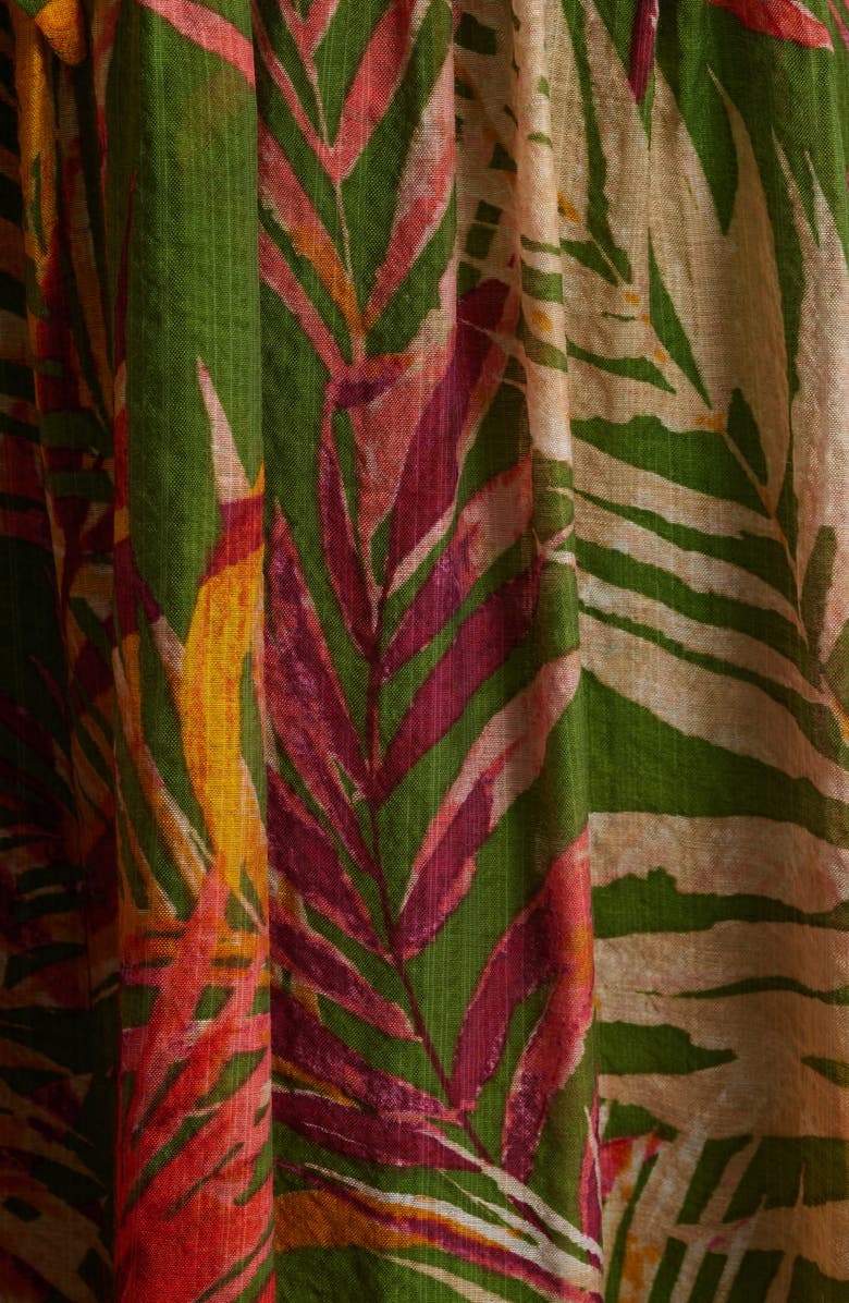 Anne Klein Patio Leaf Print Halter Neck Tiered Midi Dress, Alternate, color, 