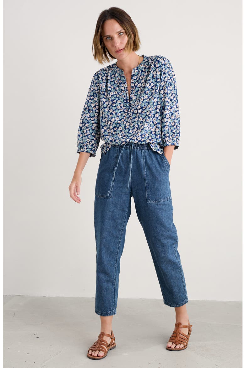 Willow Patch Print Shirt, Alternate, color, SCREENPRINT DAISY MARINE
