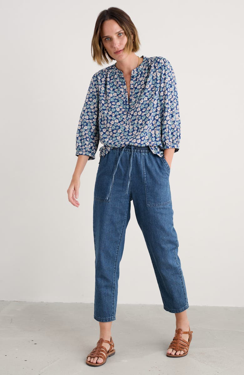 Seasalt Cornwall Willow Patch Print Shirt, Alternate, color, Screenprint Daisy Marine