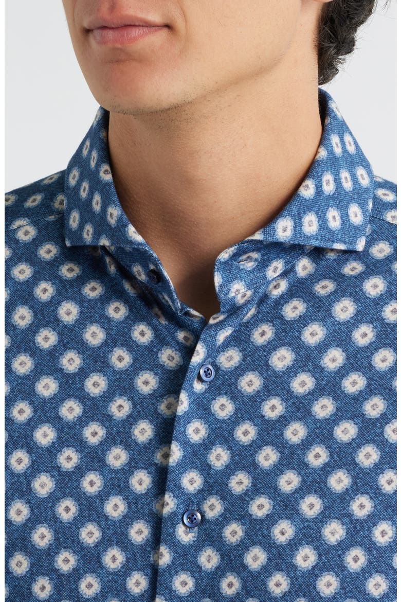 Modern Fit Floral Stretch Cotton Jersey Dress Shirt, Alternate, color, MEDIUM BLUE