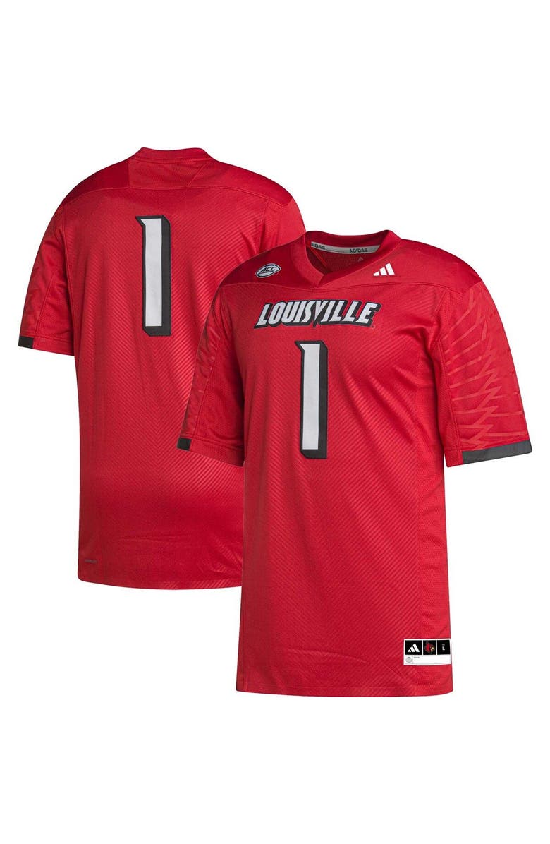 adidas Men's adidas #1 Cardinal Louisville Cardinals Premier Football Jersey, Main, color, Cardinal