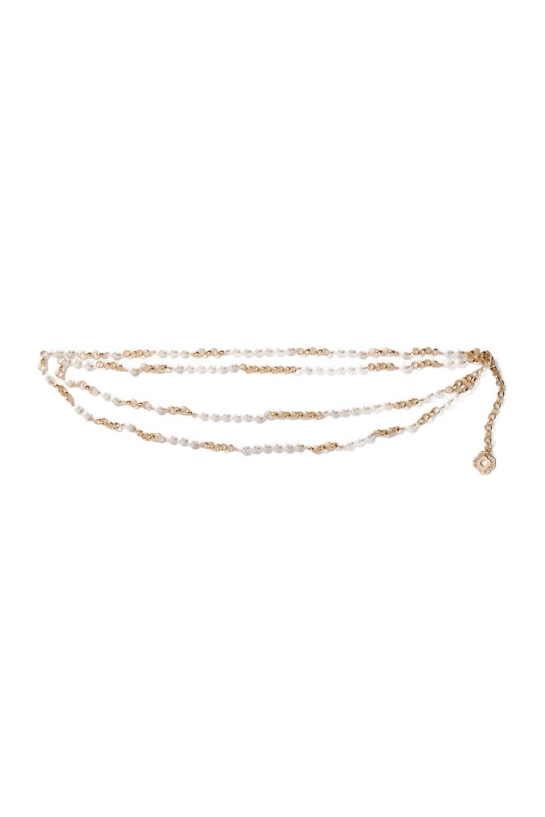 Mixed bead and metal belt, Main, color, Gold