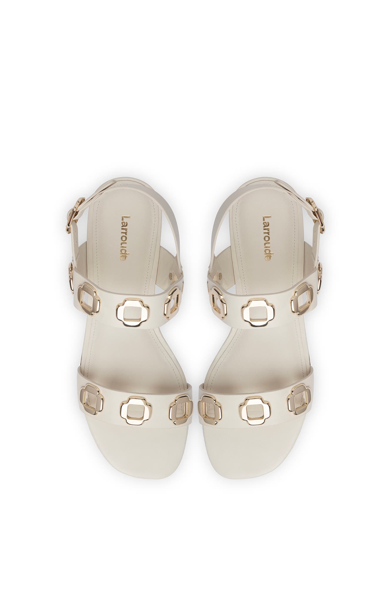 Larroudé Milan Flat Sandal, Alternate, color, Ivory