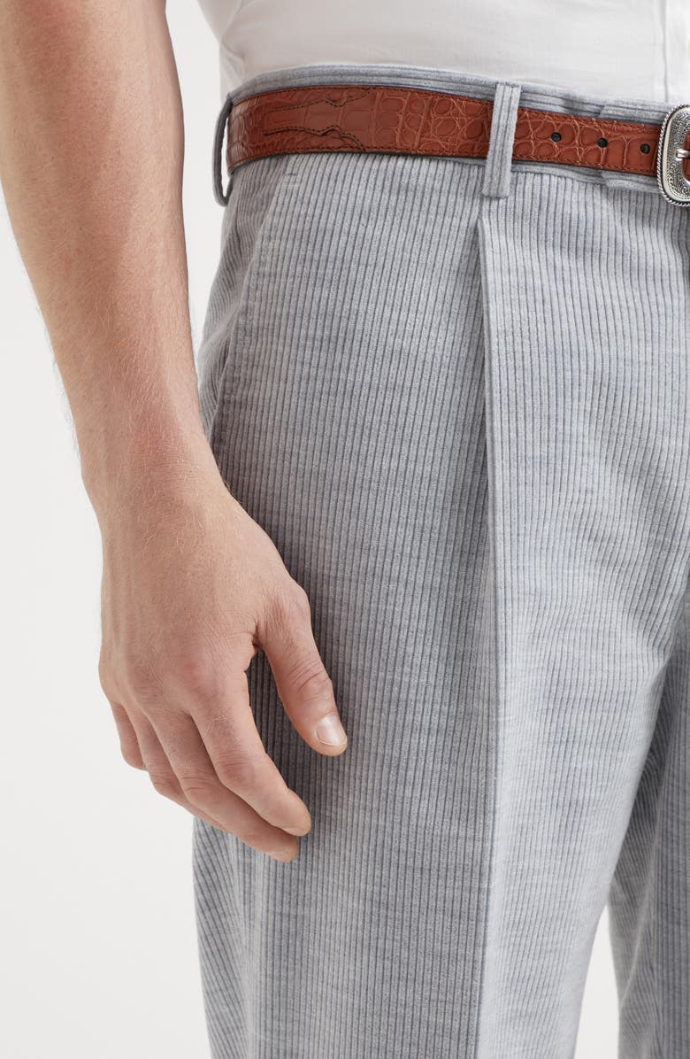 Brunello Cucinelli Cotton and cashmere mélange corduroy leisure fit trousers with pleat, Alternate, color, 