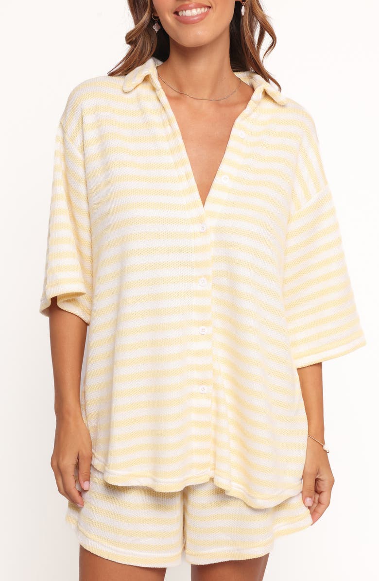 Petal & Pup Sunny Knit Shirt & Shorts Set, Alternate, color, Yellow Stripe