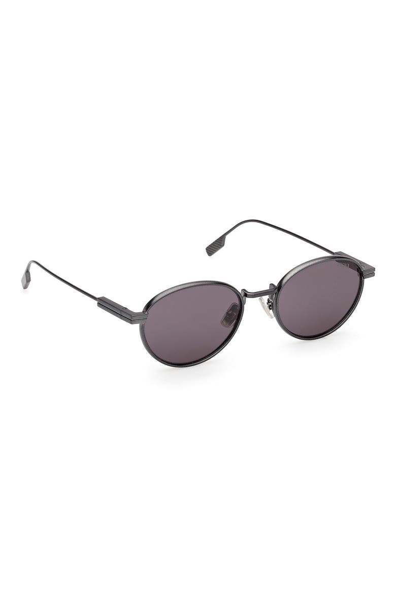 52mm Oval Sunglasses, Alternate, color, GUNMETAL/ PALLADIUM TRIM/ GREY