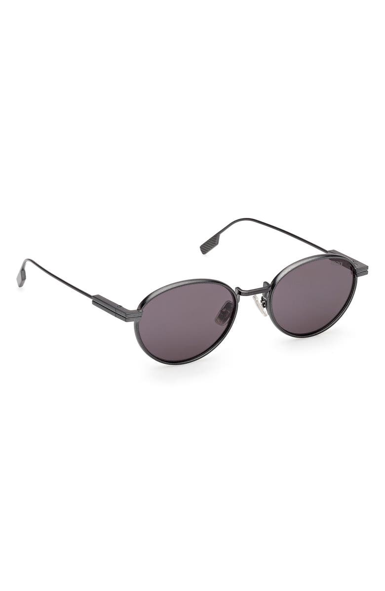 ZEGNA 52mm Oval Sunglasses, Alternate, color, Gunmetal/ Palladium Trim/ Grey