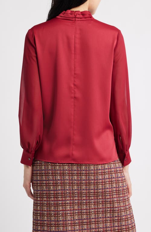 Misook Twist Neck Keyhole Blouse In Red